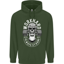 Work Hard Gym Training Top Workout Weights Mens 80% Cotton Hoodie Forest Green