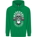 Work Hard Gym Training Top Workout Weights Mens 80% Cotton Hoodie Irish Green