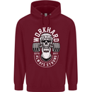 Work Hard Gym Training Top Workout Weights Mens 80% Cotton Hoodie Maroon