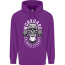 Work Hard Gym Training Top Workout Weights Mens 80% Cotton Hoodie Purple