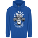 Work Hard Gym Training Top Workout Weights Mens 80% Cotton Hoodie Royal Blue