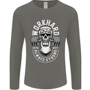 Work Hard Gym Training Top Workout Weights Mens Long Sleeve T-Shirt Charcoal
