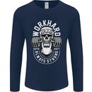 Work Hard Gym Training Top Workout Weights Mens Long Sleeve T-Shirt Navy Blue