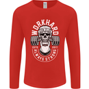 Work Hard Gym Training Top Workout Weights Mens Long Sleeve T-Shirt Red