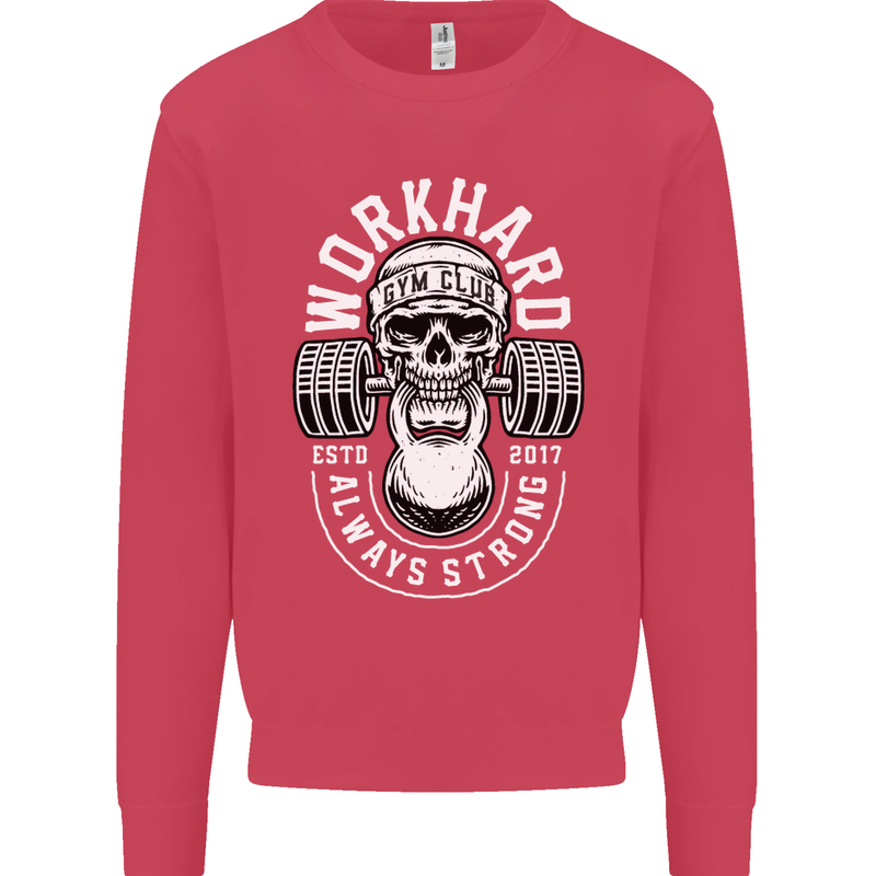 Work Hard Gym Training Top Workout Weights Mens Sweatshirt Jumper Heliconia