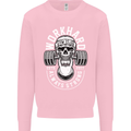 Work Hard Gym Training Top Workout Weights Mens Sweatshirt Jumper Light Pink