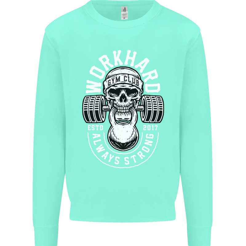 Work Hard Gym Training Top Workout Weights Mens Sweatshirt Jumper Peppermint