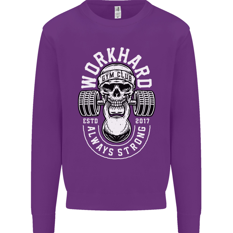 Work Hard Gym Training Top Workout Weights Mens Sweatshirt Jumper Purple
