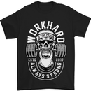 Work Hard Gym Training Top Workout Weights Mens T-Shirt Cotton Gildan Black