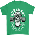 Work Hard Gym Training Top Workout Weights Mens T-Shirt Cotton Gildan Irish Green
