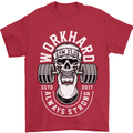 Work Hard Gym Training Top Workout Weights Mens T-Shirt Cotton Gildan Red