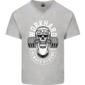 Work Hard Gym Training Top Workout Weights Mens V-Neck Cotton T-Shirt Sports Grey