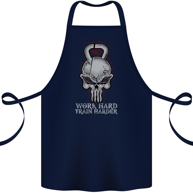 Work Hard Train Harder Training Top Workout Cotton Apron 100% Organic Navy Blue