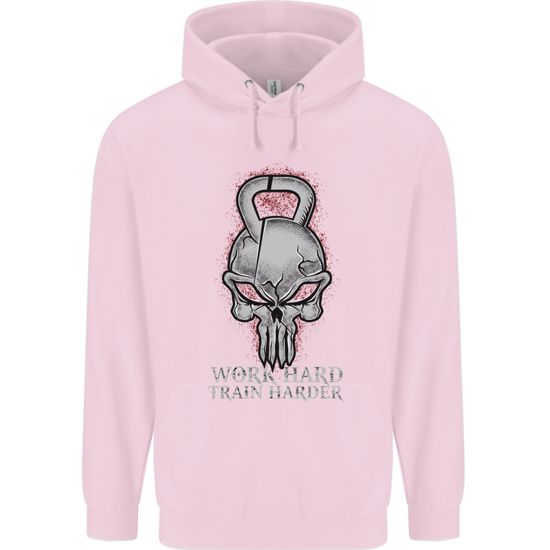 Work Hard Train Harder Training Top Workout Mens 80% Cotton Hoodie Light Pink
