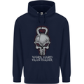 Work Hard Train Harder Training Top Workout Mens 80% Cotton Hoodie Navy Blue