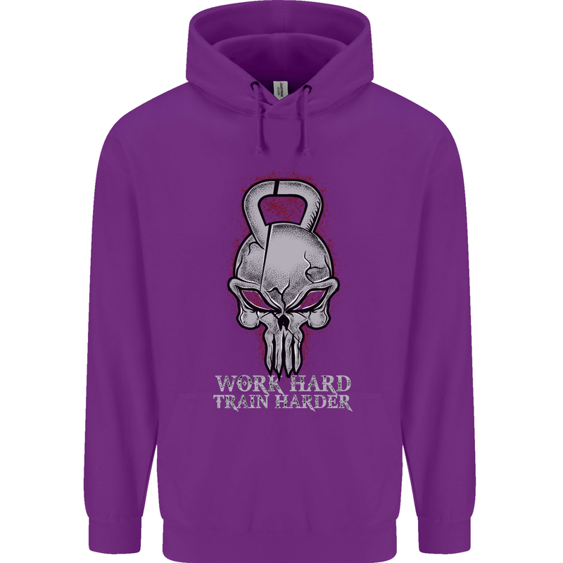 Work Hard Train Harder Training Top Workout Mens 80% Cotton Hoodie Purple