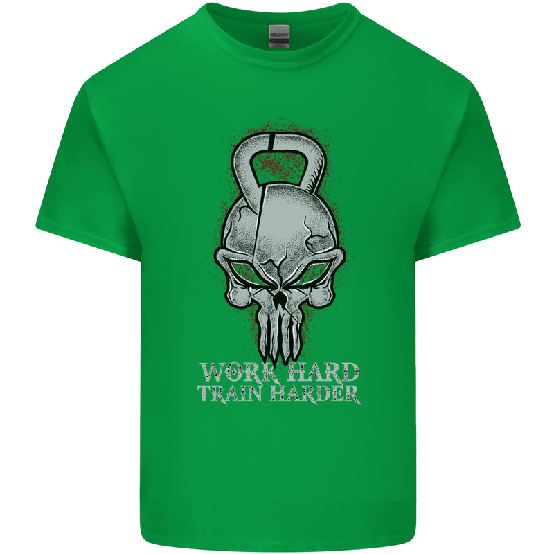 Work Hard Train Harder Training Top Workout Mens Cotton T-Shirt Tee Top Irish Green