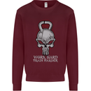 Work Hard Train Harder Training Top Workout Mens Sweatshirt Jumper Maroon