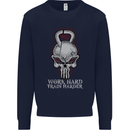 Work Hard Train Harder Training Top Workout Mens Sweatshirt Jumper Navy Blue