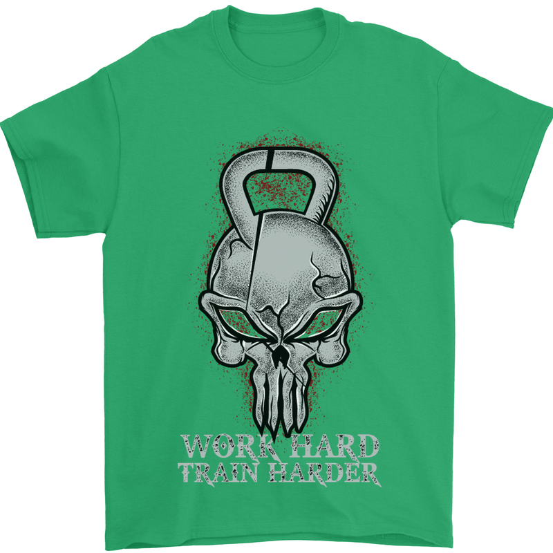 Work Hard Train Harder Training Top Workout Mens T-Shirt Cotton Gildan Irish Green