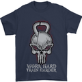 Work Hard Train Harder Training Top Workout Mens T-Shirt Cotton Gildan Navy Blue