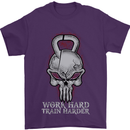 Work Hard Train Harder Training Top Workout Mens T-Shirt Cotton Gildan Purple