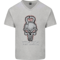 Work Hard Train Harder Training Top Workout Mens V-Neck Cotton T-Shirt Sports Grey
