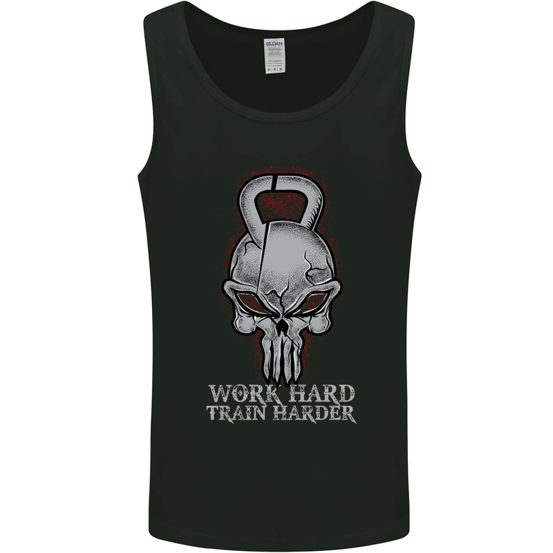 Work Hard Train Harder Training Top Workout Mens Vest Tank Top Black