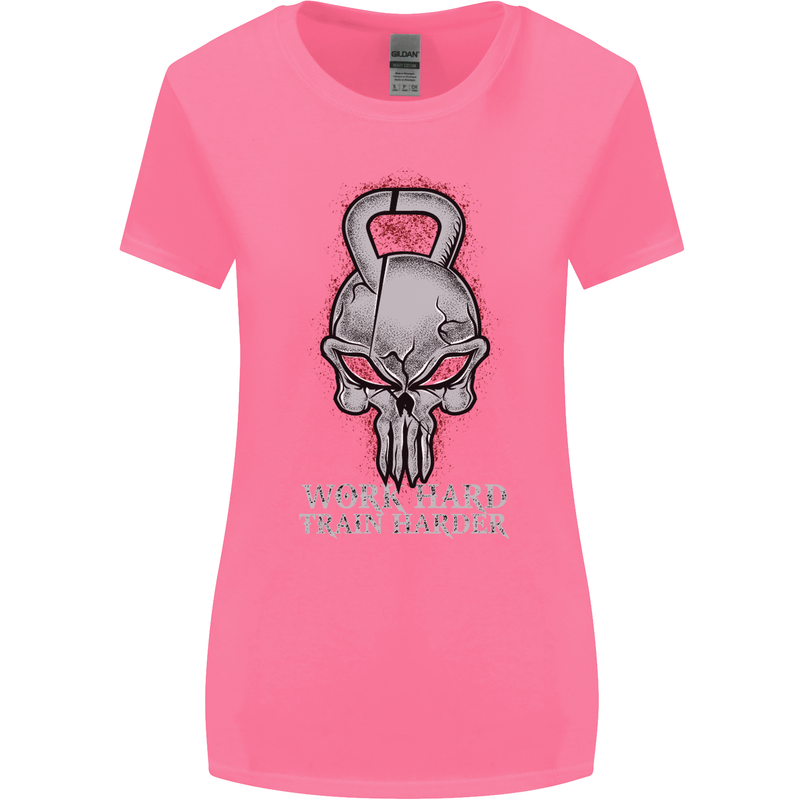 Work Hard Train Harder Training Top Workout Womens Wider Cut T-Shirt Azalea
