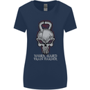 Work Hard Train Harder Training Top Workout Womens Wider Cut T-Shirt Navy Blue