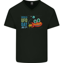 World UFO Day Aliens Mens V-Neck Cotton T-Shirt Black