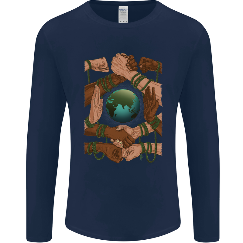 World of Peace Black Lives Matter LGBT Mens Long Sleeve T-Shirt Navy Blue