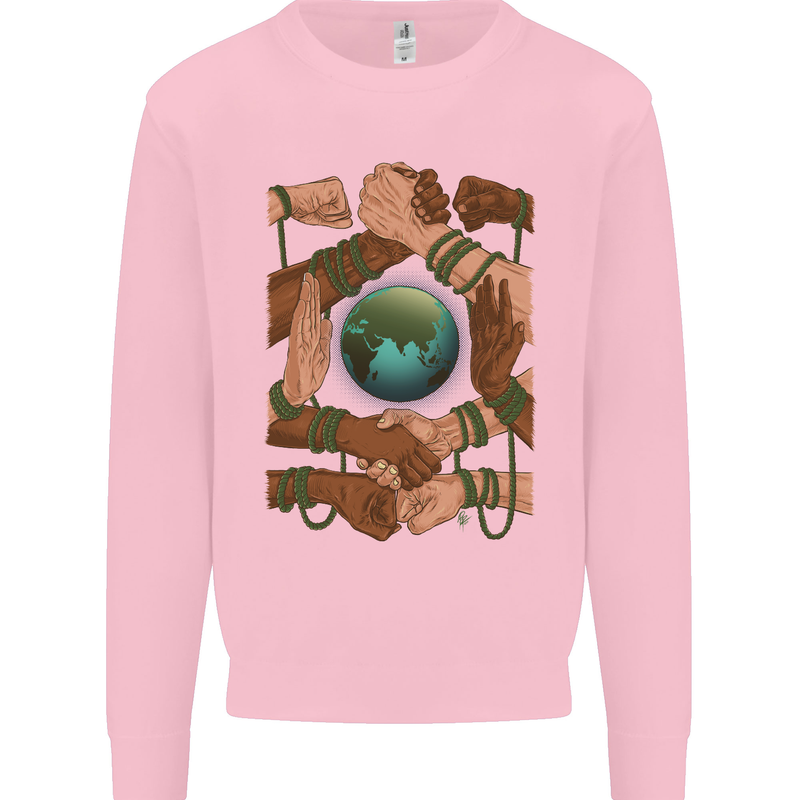 World of Peace Black Lives Matter LGBT Mens Sweatshirt Jumper Light Pink