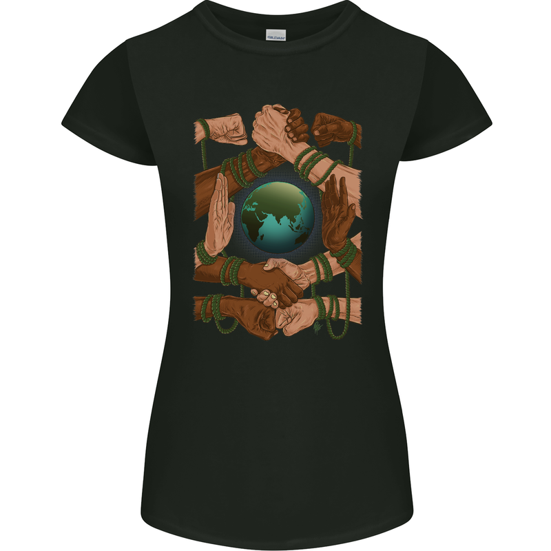 World of Peace Black Lives Matter LGBT Womens Petite Cut T-Shirt Black