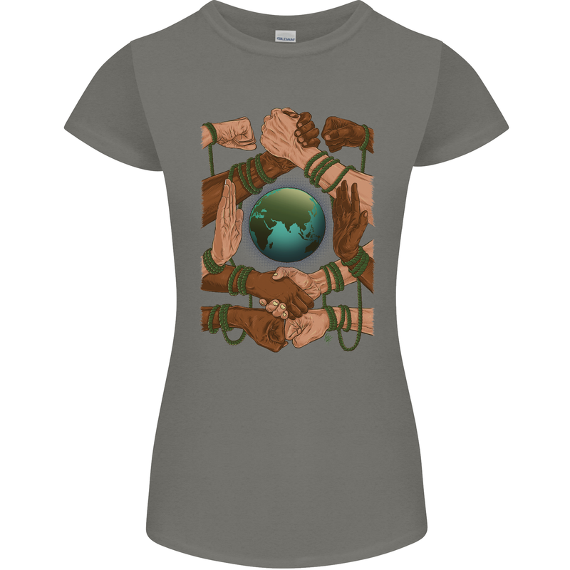 World of Peace Black Lives Matter LGBT Womens Petite Cut T-Shirt Charcoal