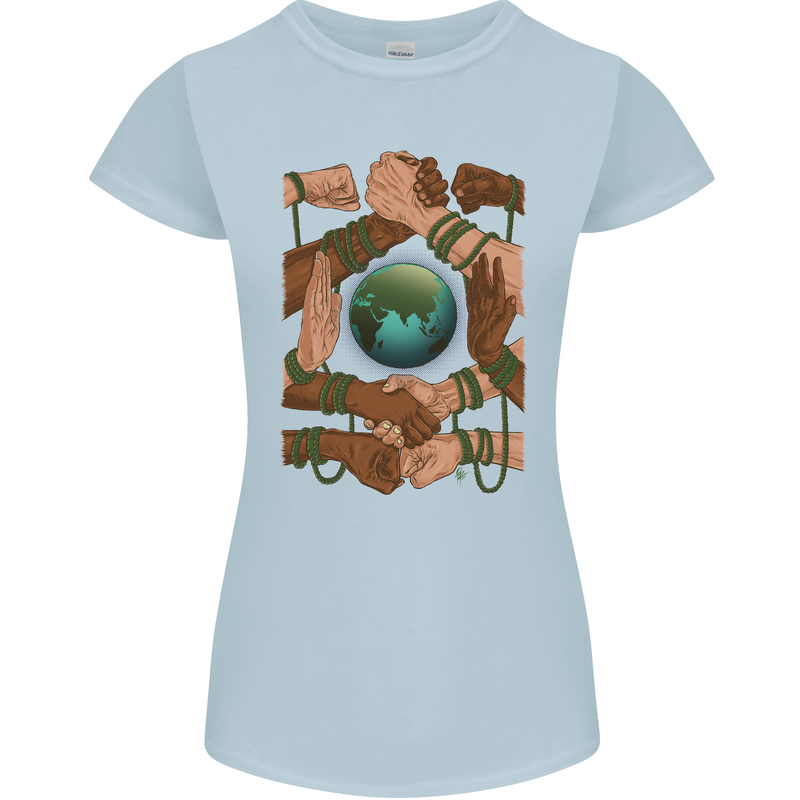 World of Peace Black Lives Matter LGBT Womens Petite Cut T-Shirt Light Blue