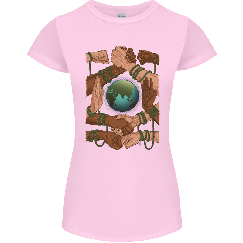 World of Peace Black Lives Matter LGBT Womens Petite Cut T-Shirt Light Pink
