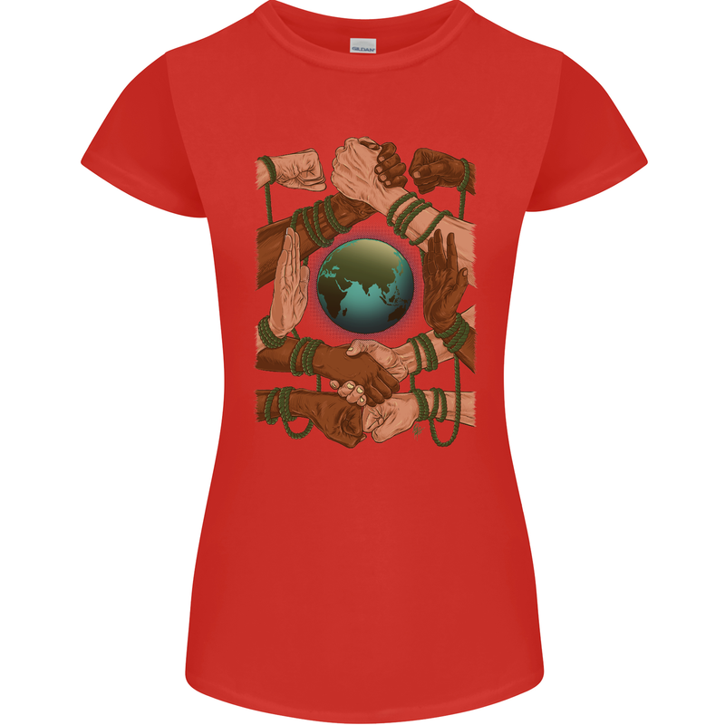 World of Peace Black Lives Matter LGBT Womens Petite Cut T-Shirt Red
