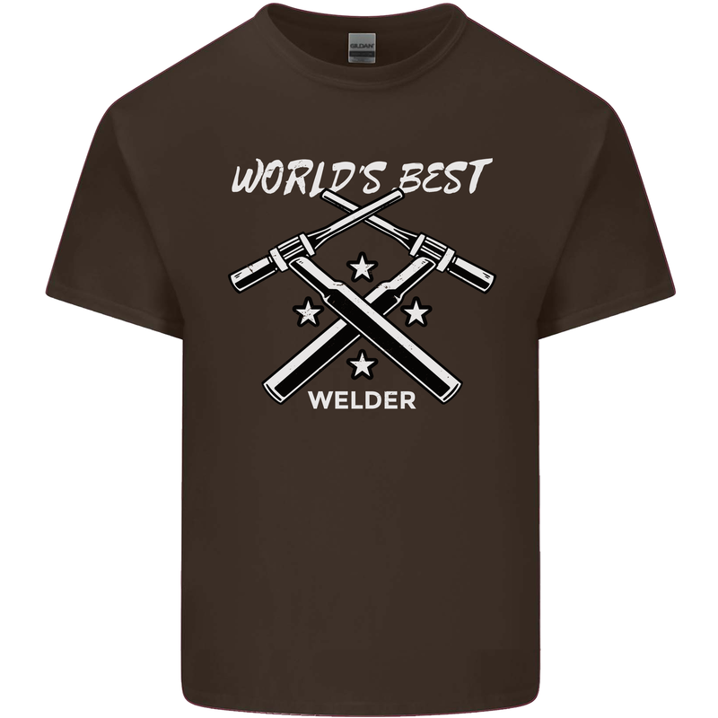 World's Best Welder Welding Mens Cotton T-Shirt Tee Top Dark Chocolate