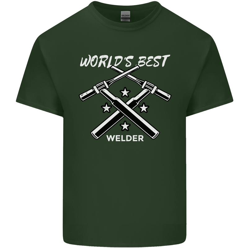World's Best Welder Welding Mens Cotton T-Shirt Tee Top Forest Green