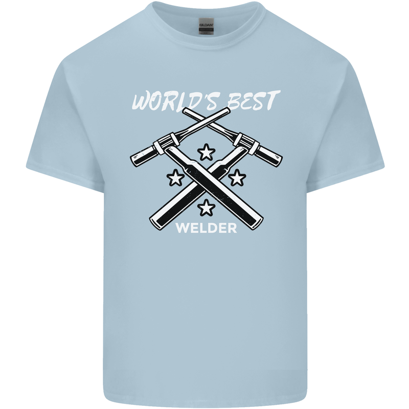 World's Best Welder Welding Mens Cotton T-Shirt Tee Top Light Blue