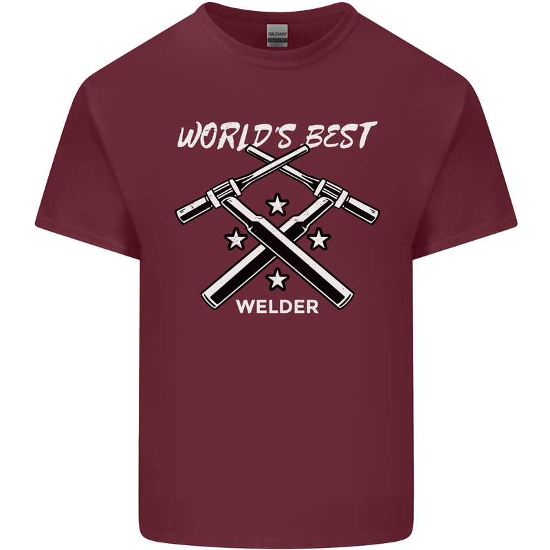 World's Best Welder Welding Mens Cotton T-Shirt Tee Top Maroon