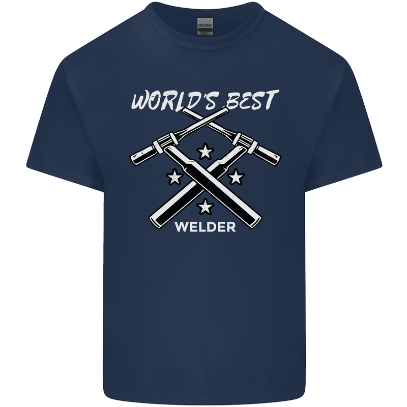 World's Best Welder Welding Mens Cotton T-Shirt Tee Top Navy Blue