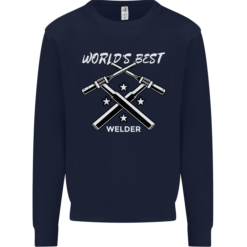 World's Best Welder Welding Mens Sweatshirt Jumper Navy Blue