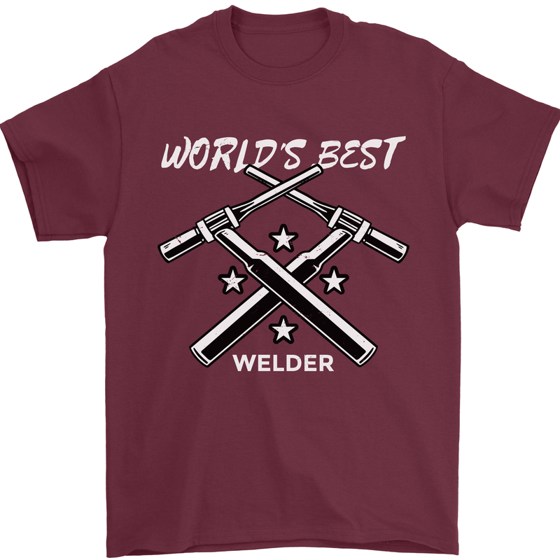 World's Best Welder Welding Mens T-Shirt 100% Cotton Maroon
