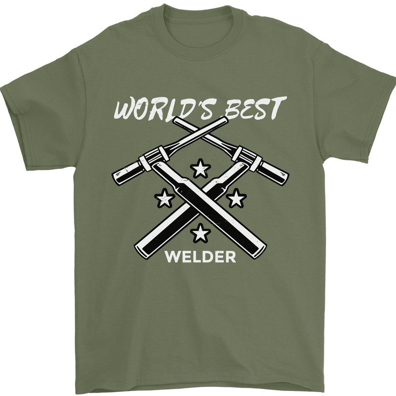 World's Best Welder Welding Mens T-Shirt 100% Cotton Military Green