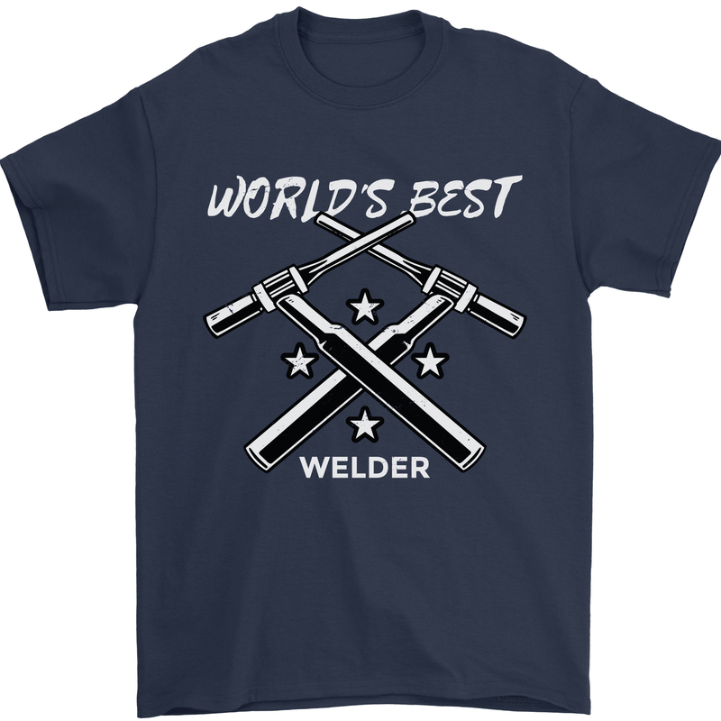 World's Best Welder Welding Mens T-Shirt 100% Cotton Navy Blue