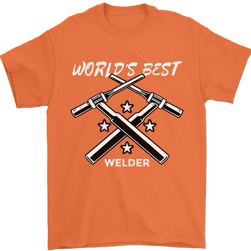 World's Best Welder Welding Mens T-Shirt 100% Cotton Orange
