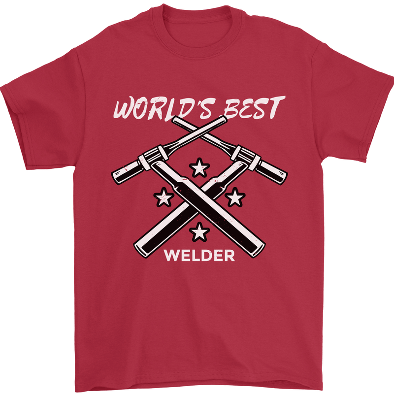 World's Best Welder Welding Mens T-Shirt 100% Cotton Red