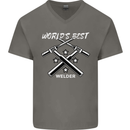 World's Best Welder Welding Mens V-Neck Cotton T-Shirt Charcoal